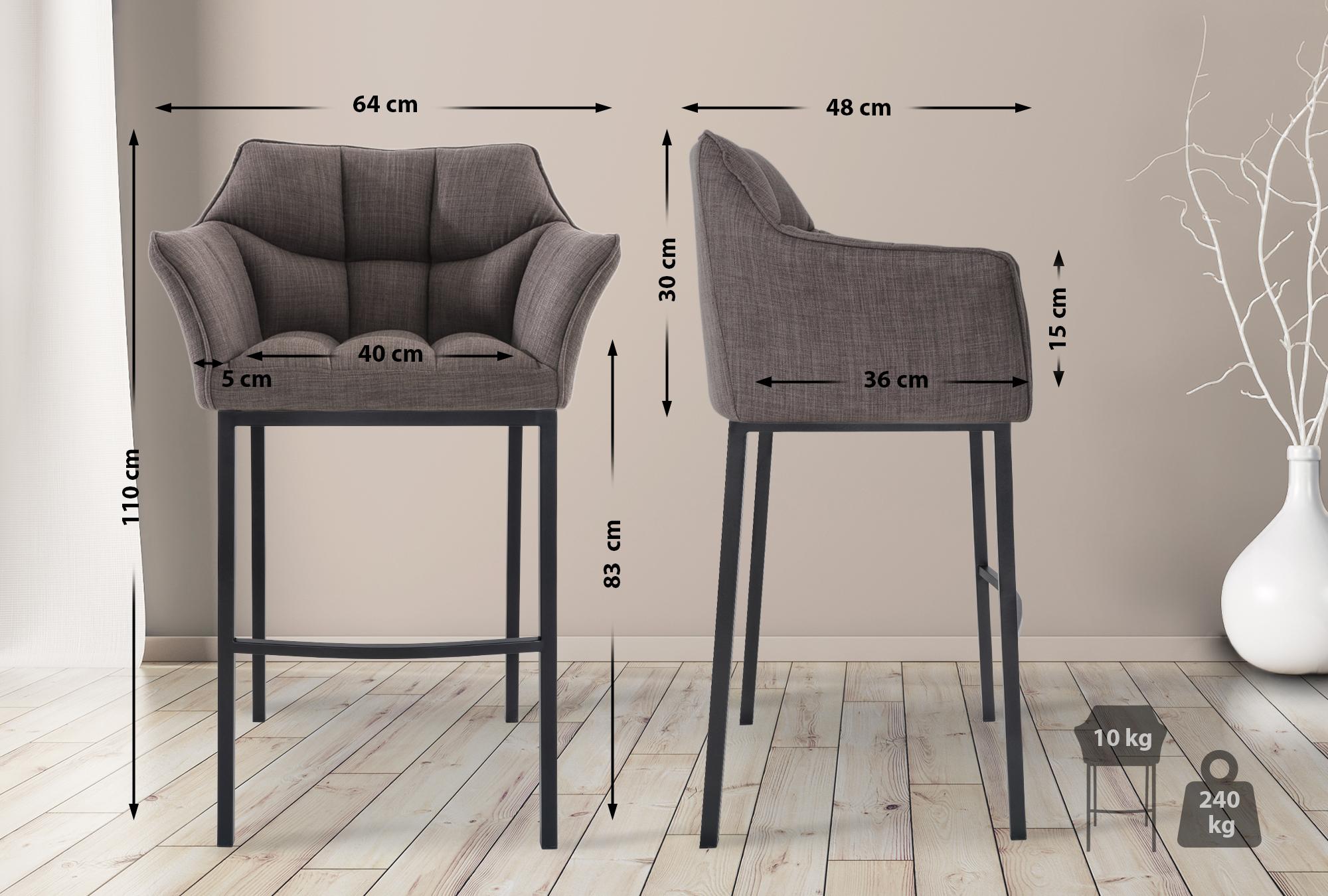 Barkruk Damaso Stof met Vierpootsframe